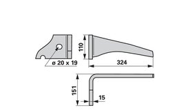 Nůž rotačních bran levý Vogel & Noot KZ200002 Výrobce iQparts