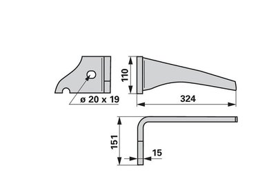 Nůž rotačních bran levý Vogel & Noot KZ200002 Výrobce iQparts - 