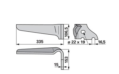 Nůž rotačních bran pravý Vogel & Noot KZ400003 - 