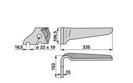 Nůž rotačních bran levý Vogel & Noot KZ400004