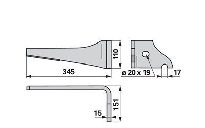 Nůž rotačních bran pravý Vogel & Noot KZ400005D - 