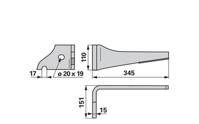  Nůž rotačních bran levý Vogel & Noot KZ400006D - 