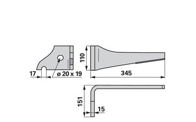 Nůž rotačních bran pravý Vogel & Noot KZ200001 Výrobce iQparts - 